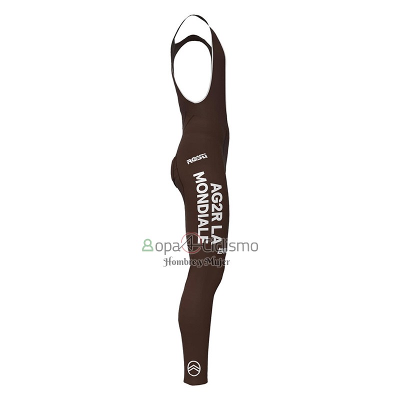 Ag2r Citroen Team Ropa Ciclismo Culotte Largo 2023 Mangas Largas Blanco Brown